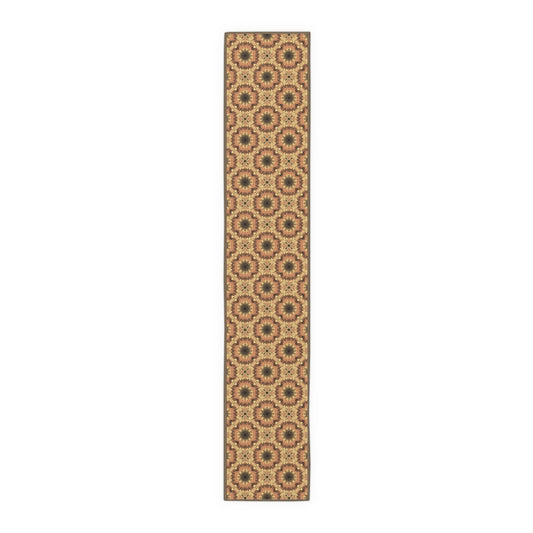 Groovy Fall Flowers Table Runner - 16" x 72" or 16" x 90" Sizes, Fall Table Home Decor, Retro Home Decor, Thanksgiving Table Runner, Fall Table Runner, Cotton Twill or Polyester material choices