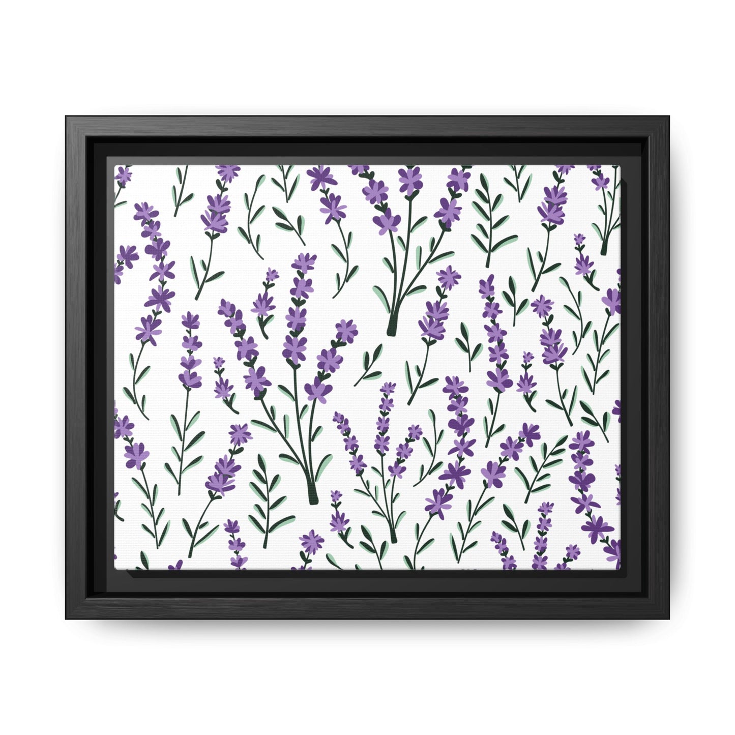 Lavender White Framed Matte Canvas Art - Multiple Frame Color &  Size Options