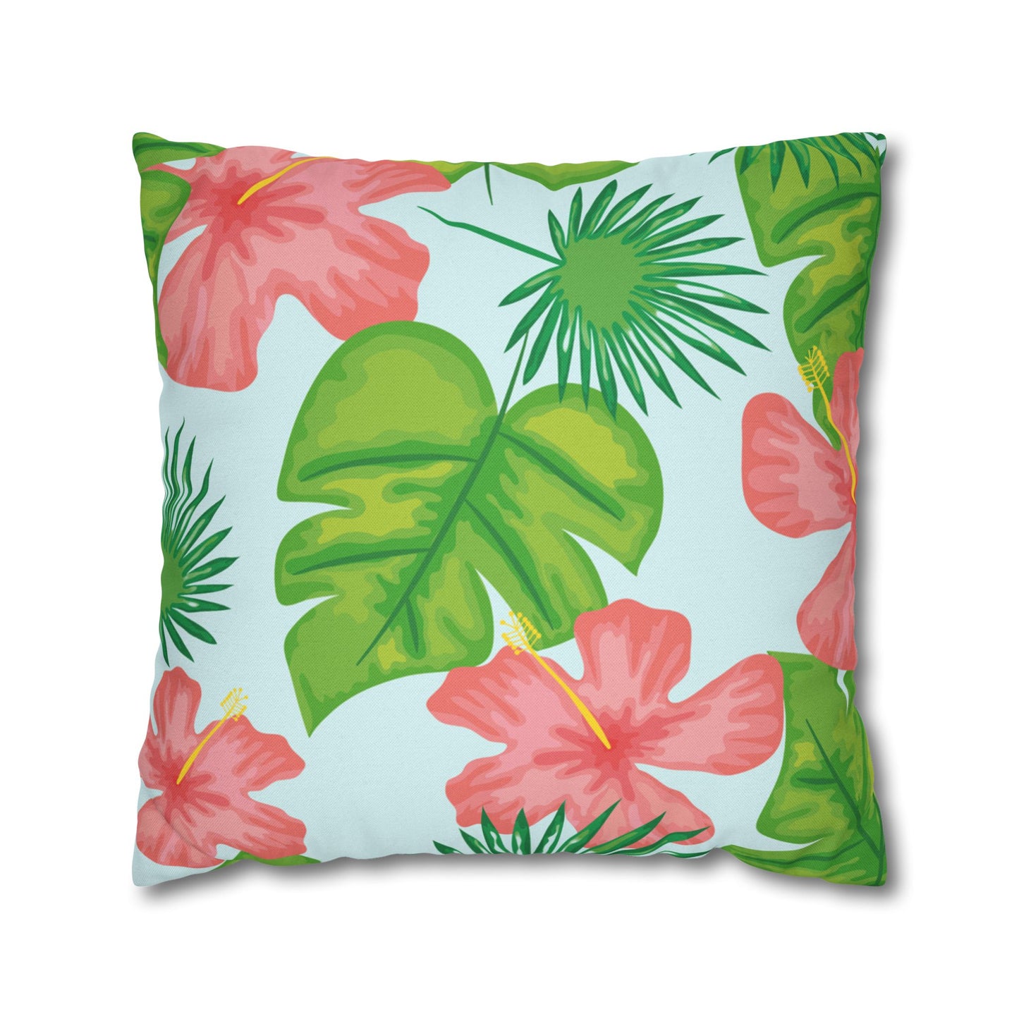 Tropical Island  Printed Square Pillow Cover (no insert) -  Multiple Sizes (14"x14", 16"x16", 18"x18", 20"x20"), Includes zipper closure