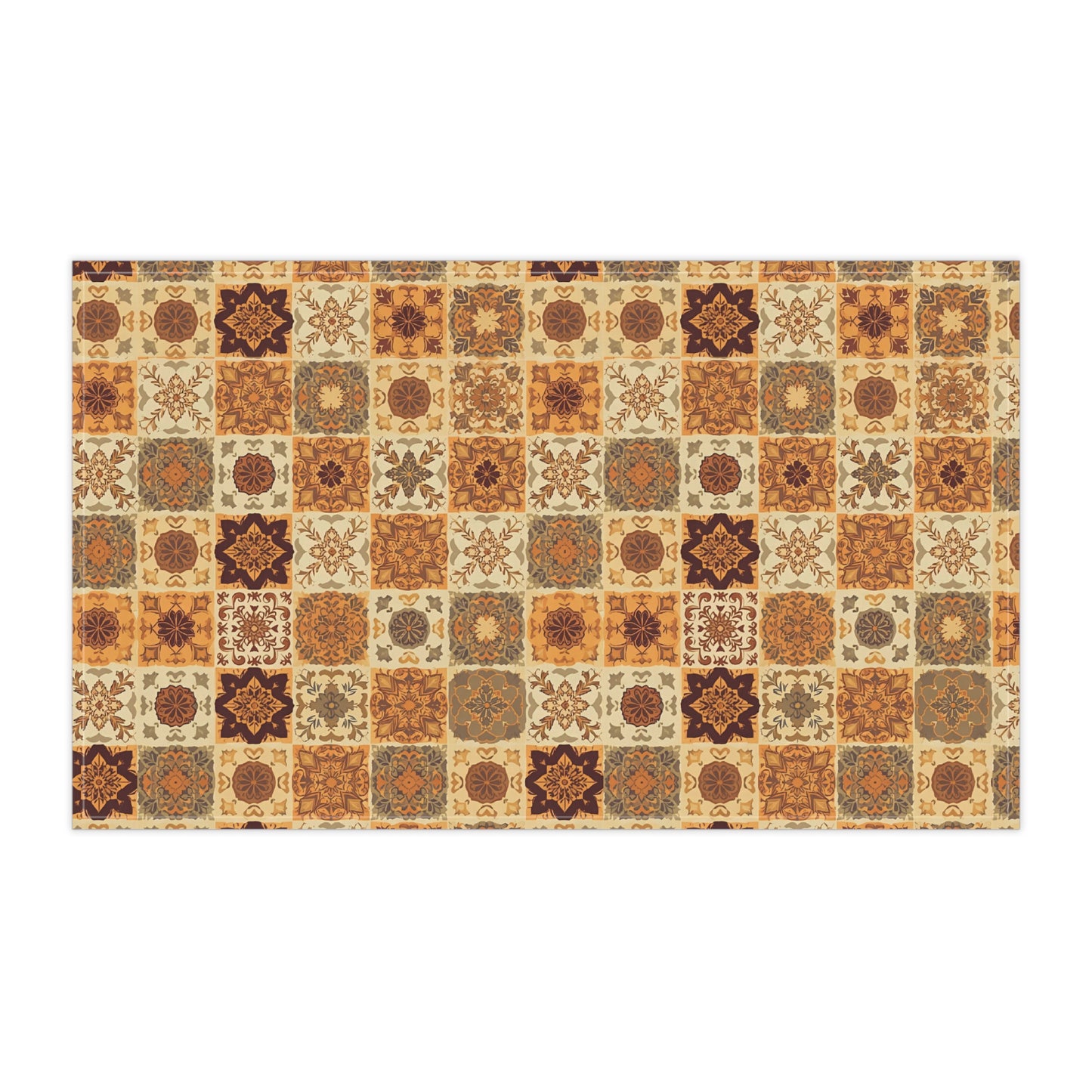 Fall Flowers Mosaic Tea Towel - 18" x 30", 100% Cotton Twill Kitchen Towels - Fall Autumn Tea Towels, Bohemian Kitchen Tea Towel, Cotton Fall Kitchen Towels, Thanksgiving Tea Towel, Gift for Housewarming, - Priced per towel
