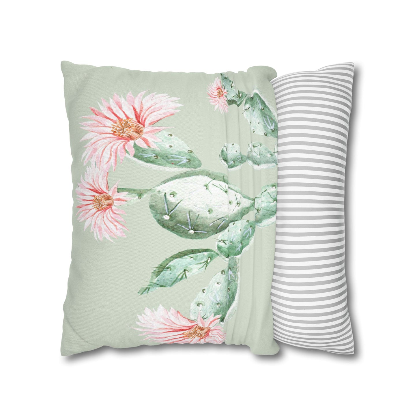 Cactus Flower Printed Square Pillow Cover (no insert) -  Multiple Sizes (14"x14", 16"x16", 18"x18", 20"x20"), Includes zipper closure