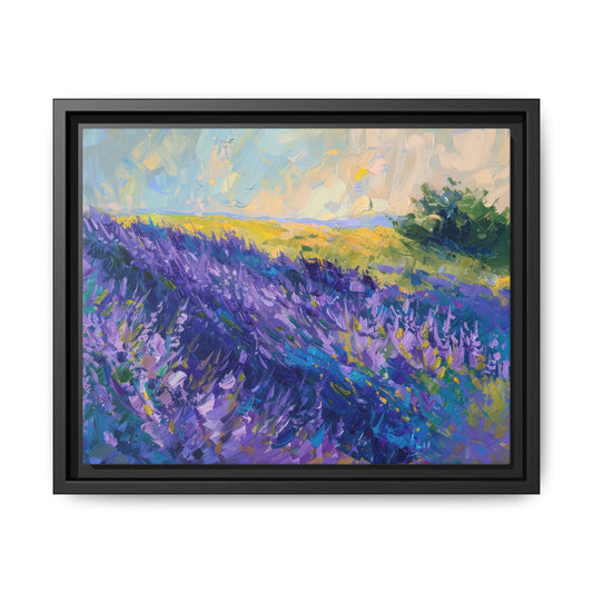 Lavender Fields Framed Matte Canvas Art - Multiple Frame Colors & Size Options