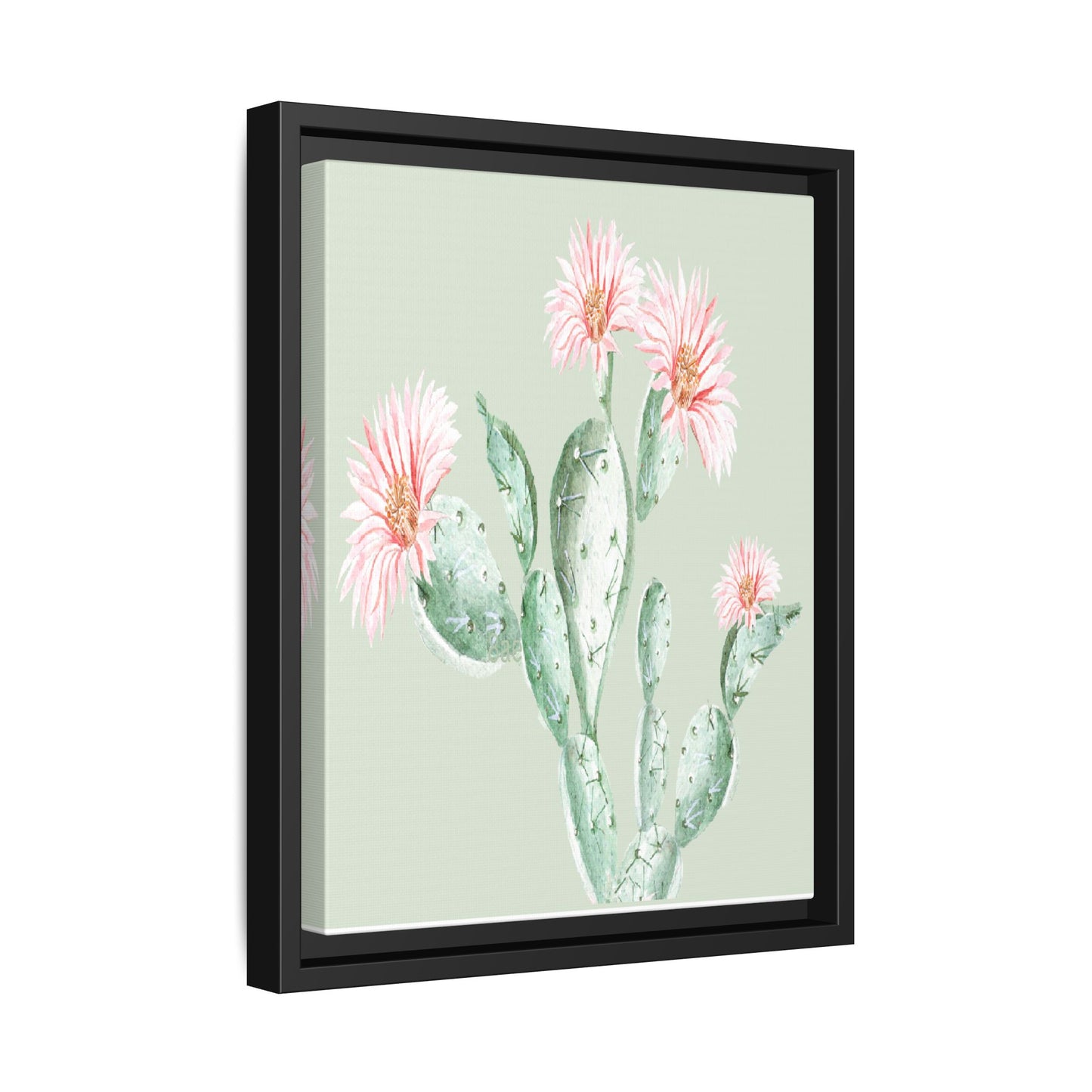 Cactus Flower Framed Matte Canvas Art - Multiple Frame Colors & Size Options