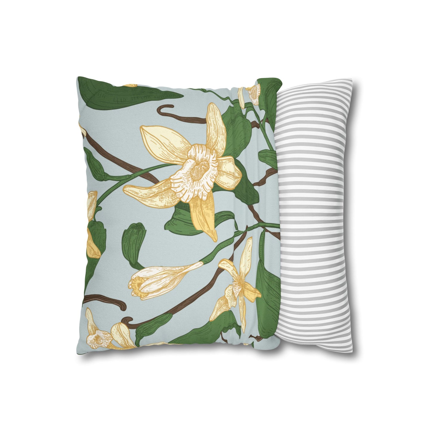 Vanilla Bean Printed Square Pillow Cover (no insert) -  Multiple Sizes (14"x14", 16"x16", 18"x18", 20"x20"), Includes zipper closure