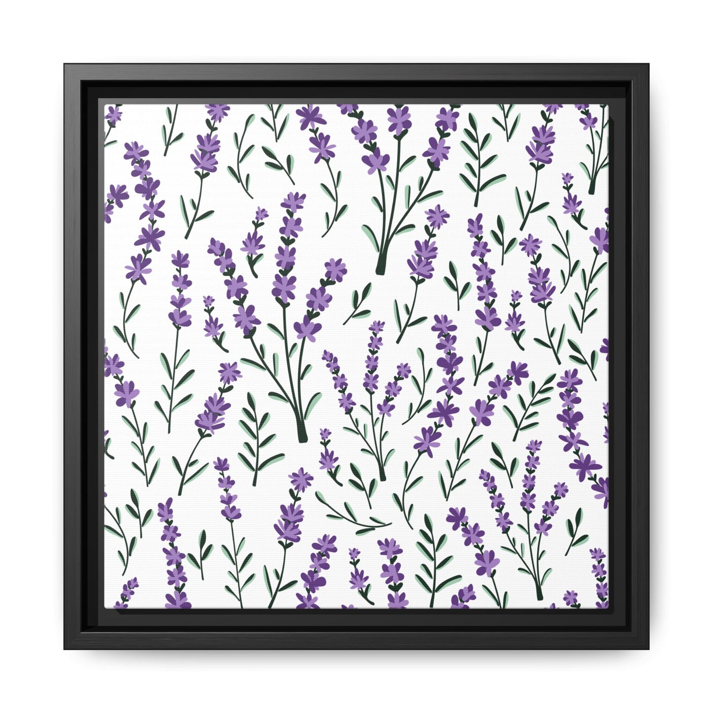 Lavender White Framed Matte Canvas Art - Multiple Frame Color &  Size Options
