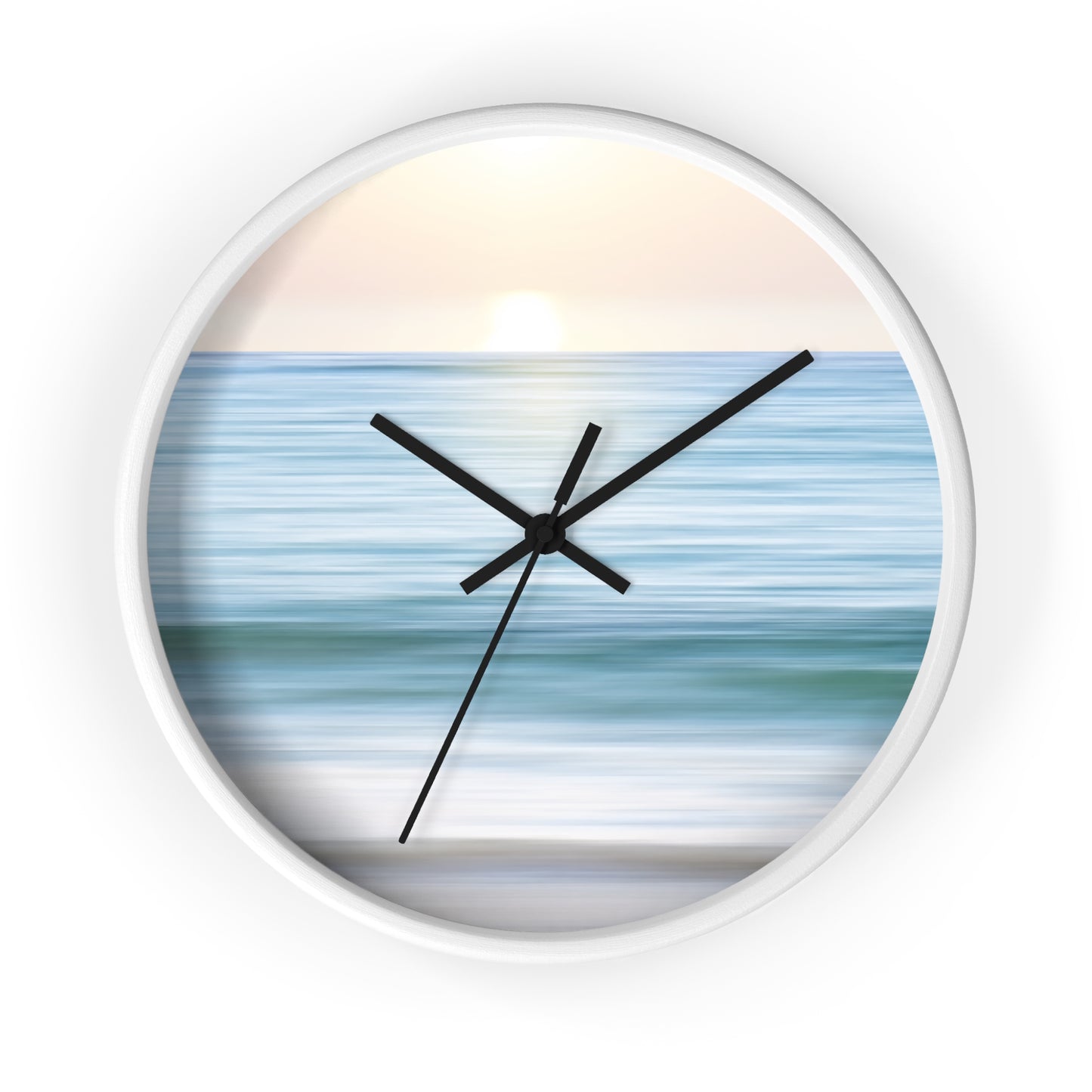 Coastal Cottage Sunset Wall Clock - Select from Black, White or Natural Wood Color