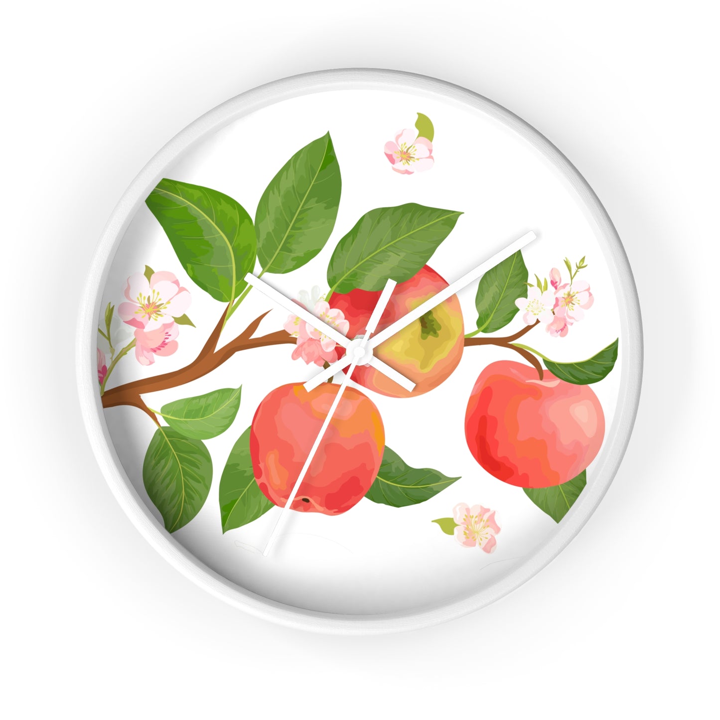 Apple Harvest Wall Clock - Select from Black, White or Natural Wood Color