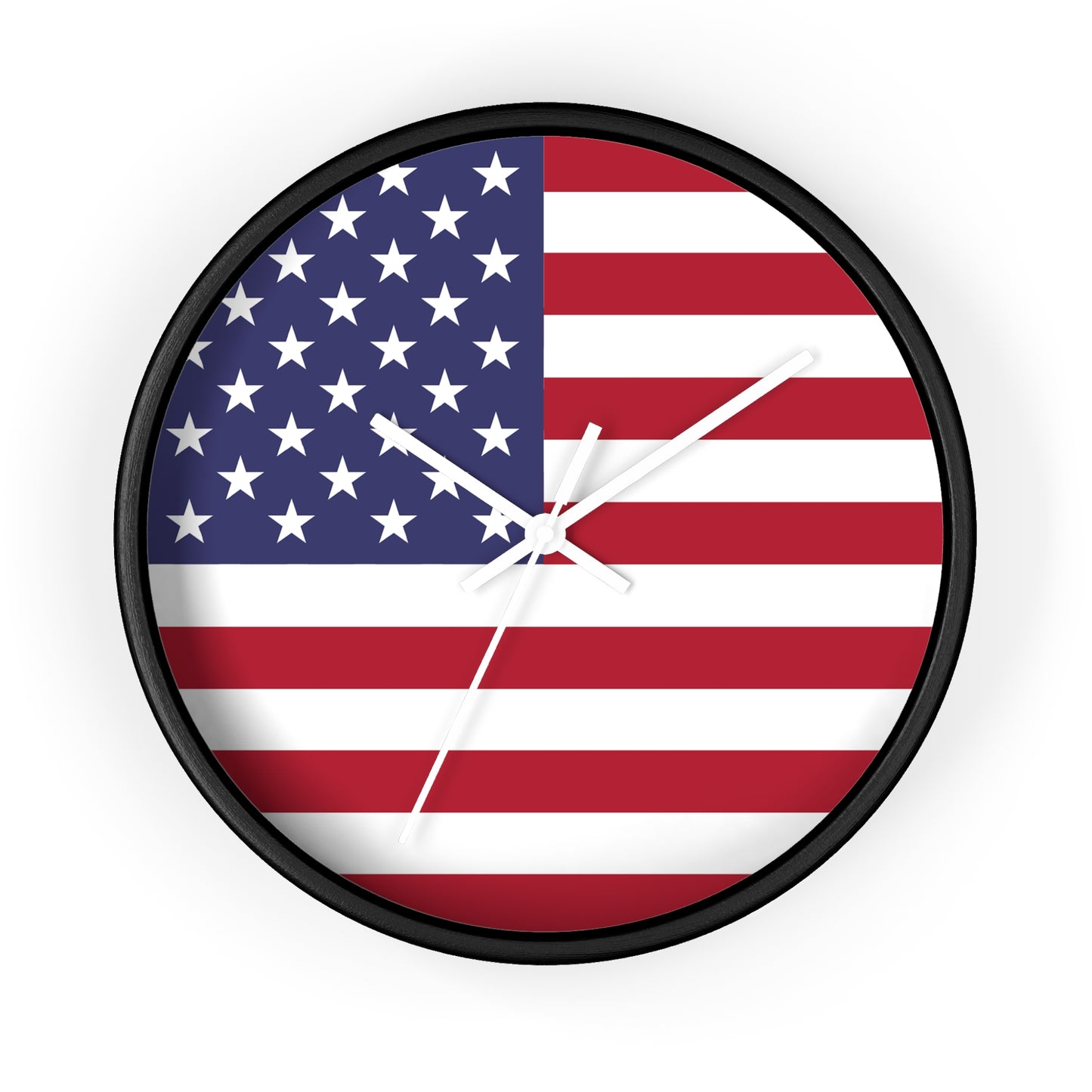 American Flag Wall Clock - Select from Black, White or Natural Wood Frame Color - Patriotic Design, Home Decor, USA Pride, Independence Day, Gifts for Him/Her, Office Decor