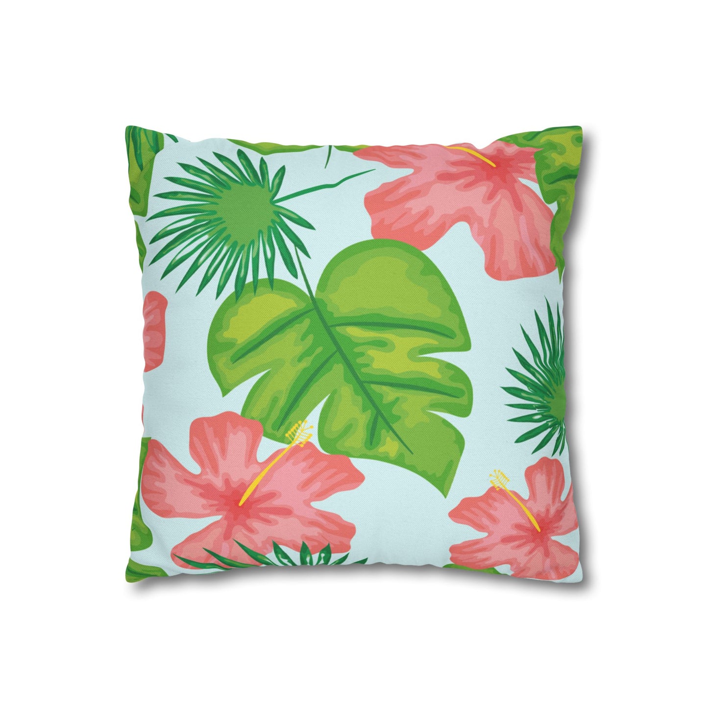 Tropical Island  Printed Square Pillow Cover (no insert) -  Multiple Sizes (14"x14", 16"x16", 18"x18", 20"x20"), Includes zipper closure