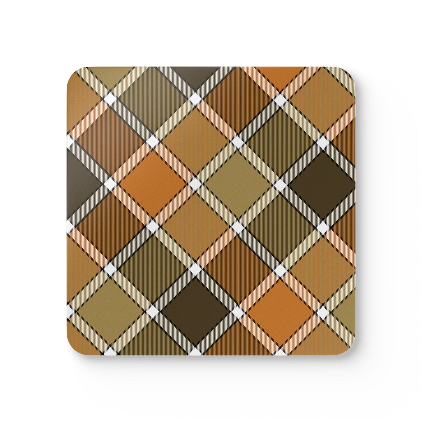 Fall Plaid Coasters, Set of 4 - Thanksgiving Coasters, Fall Table Decor, Coaster Gift Set, Cork Backed Coasters, Autumn Home Decor