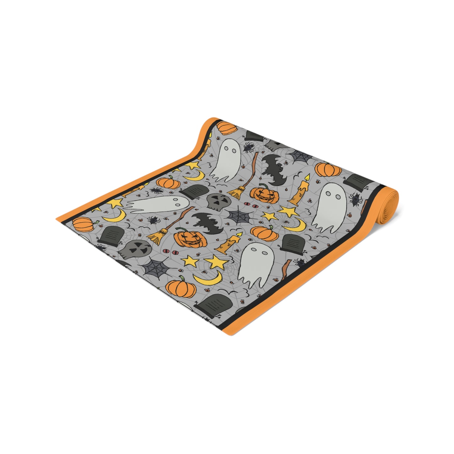 Halloween Fun Table Runner - 16" x 72" or 16" x 90" Size Options - Halloween Table Runner, Halloween Design Table Setting, Halloween Party Decor - Cotton Twill or Polyester choices