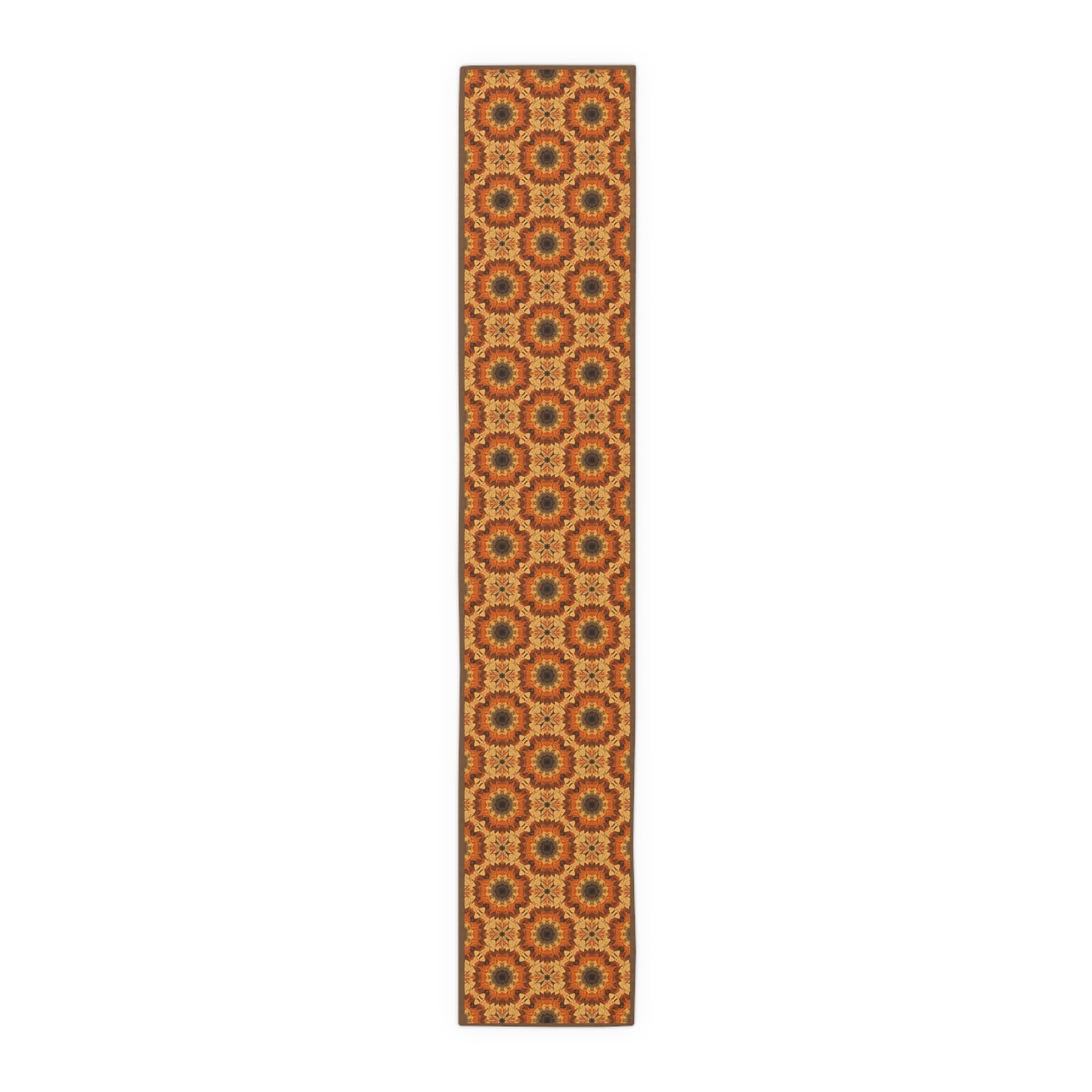 Groovy Fall Flowers Table Runner - 16" x 72" or 16" x 90" Sizes, Fall Table Home Decor, Retro Home Decor, Thanksgiving Table Runner, Fall Table Runner, Cotton Twill or Polyester material choices