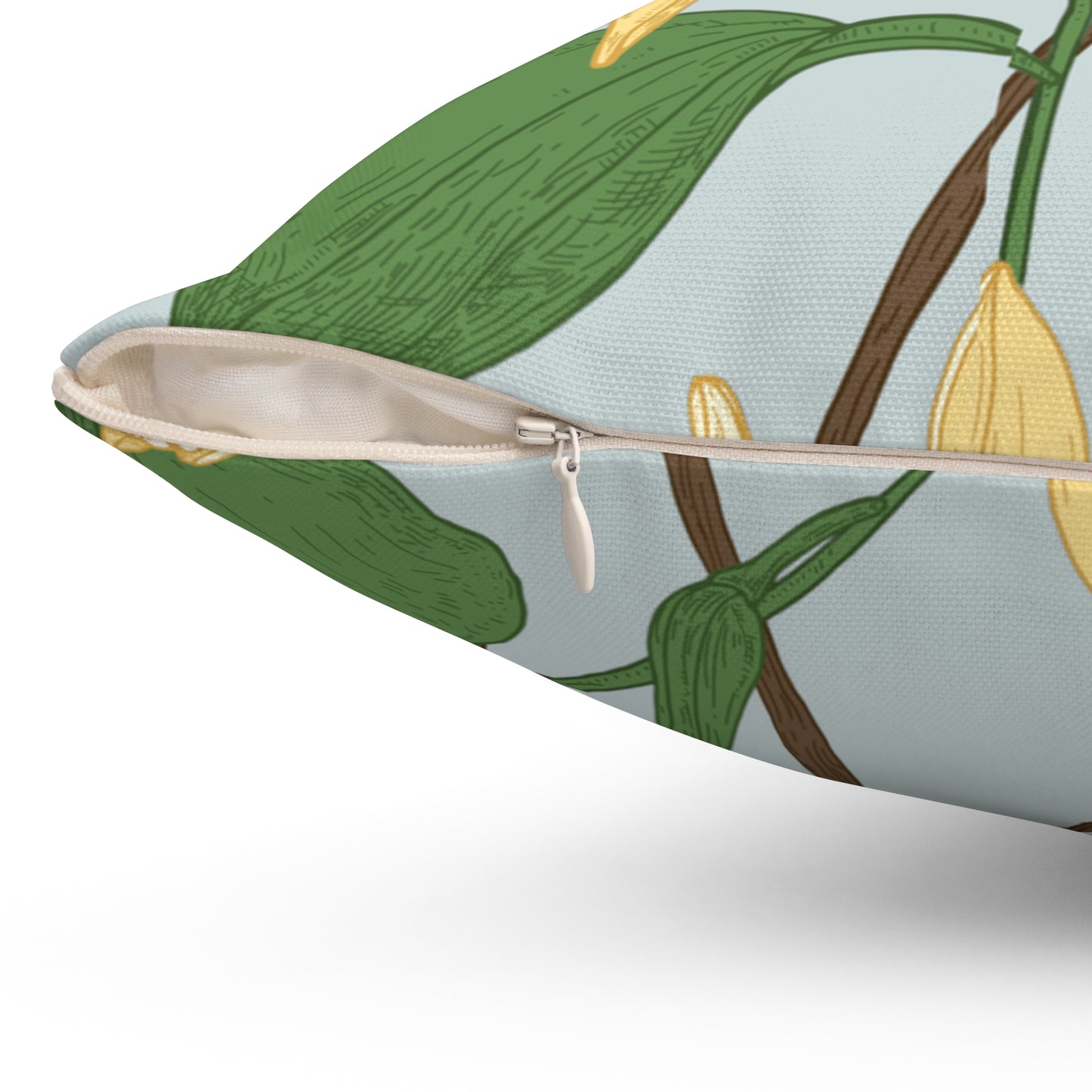 Vanilla Bean Printed Square Pillow Cover with Insert -  Multiple Sizes (14"x14", 16"x16", 18"x18", 20"x20"), Includes insert and zipper closure