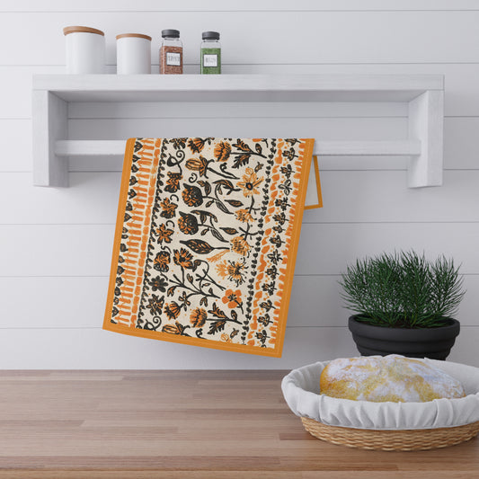 Fall Flowers Tea Towels, 18" x 30", 100% Cotton Twill Kitchen Towels - Fall Autumn Tea Towels, Boho Kitchen Tea Towel, Cotton Fall Kitchen Towels, Thanksgiving Halloween Tea Towel, Gift for Housewarming - Priced per towel