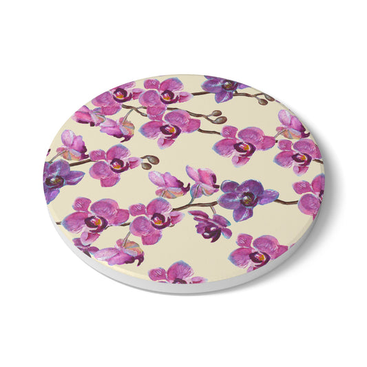 Vanilla Orchid - Ceramic Tile Coaster, Cork Backed - Round or Square Size Choices,  Perfect for Home Decor & Gifts - Priced per coaster