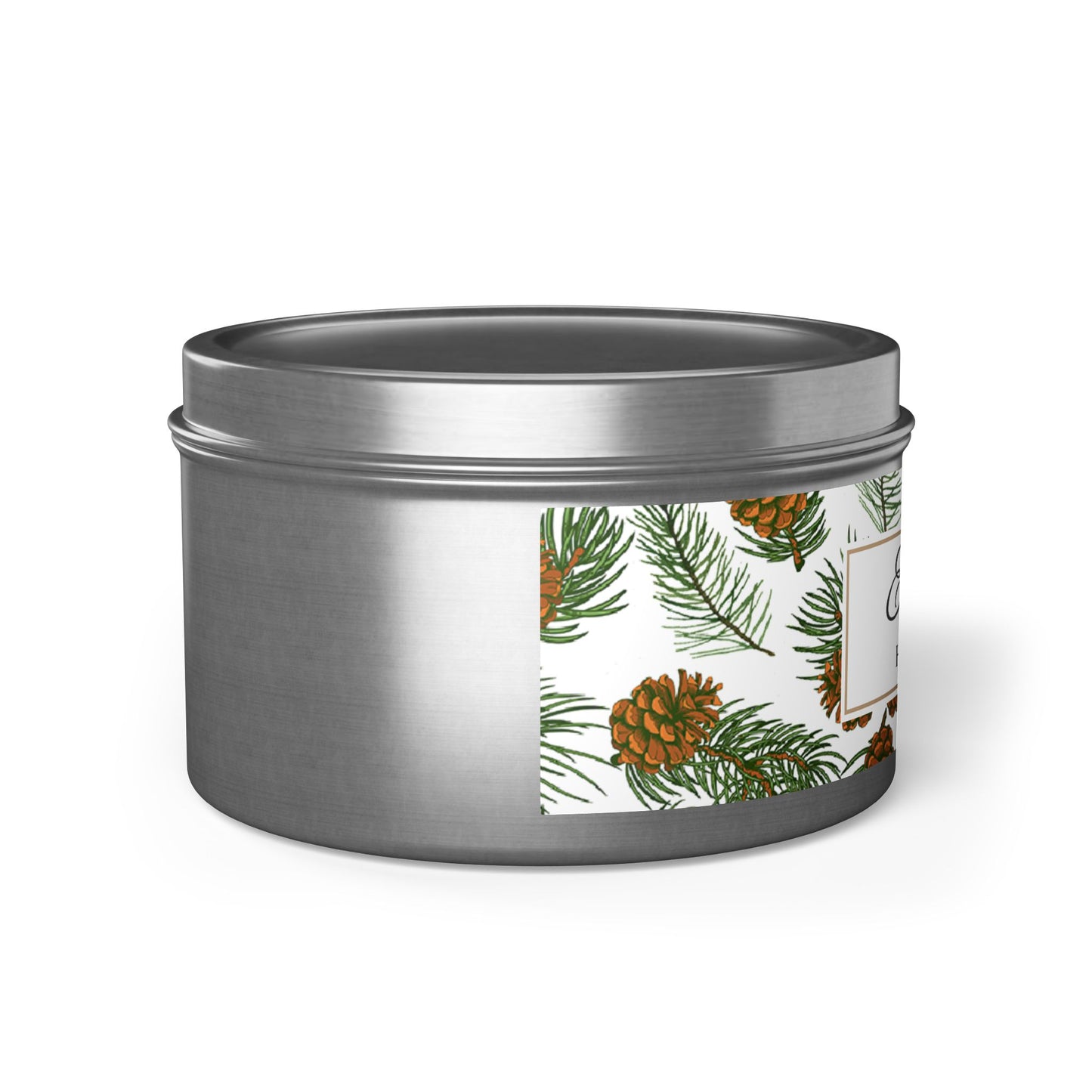 Evergreen Scented Coconut Soy Wax Candle, 8 oz. Silver Tin Jar with Lid - Winter Home Decor, Seasonal Candles for Holiday Celebrations, Christmas Candles