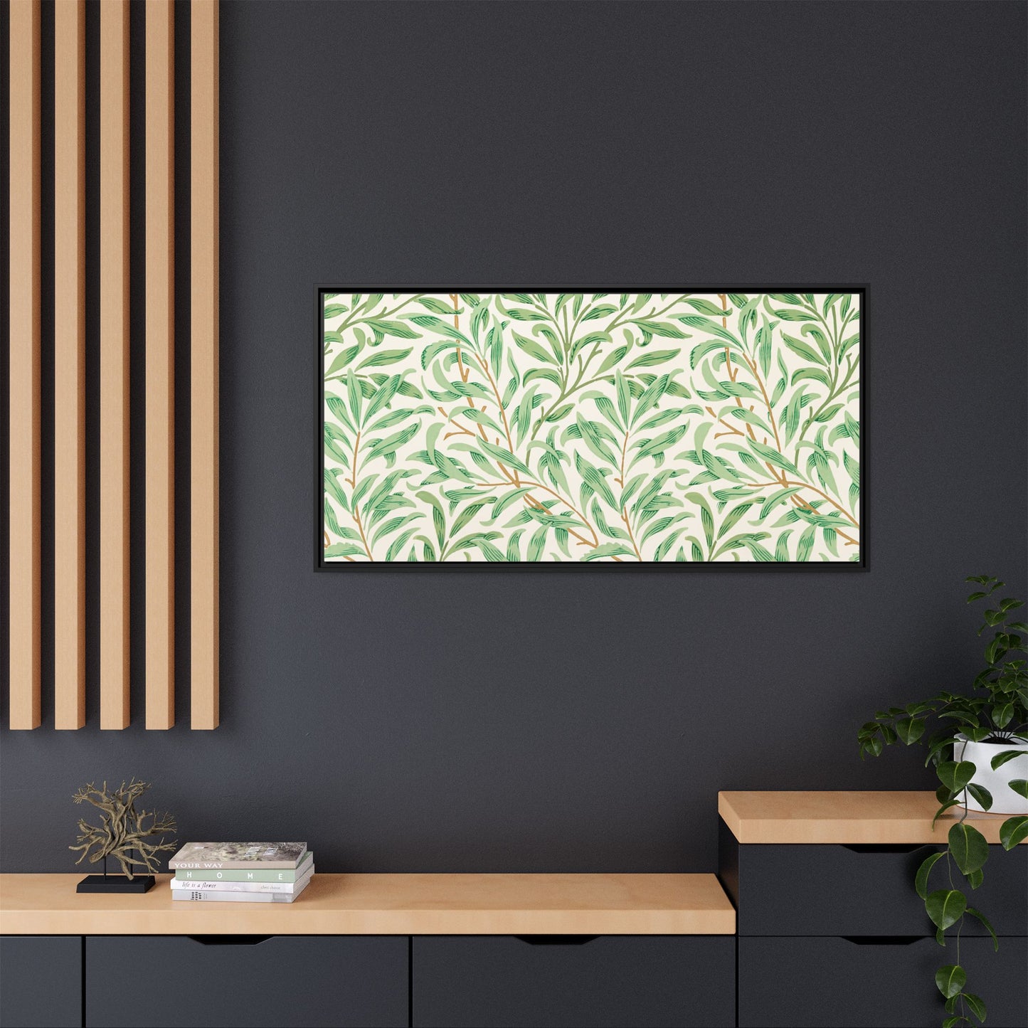 Willow Boughs Framed Matte Canvas Art - Multiple Frame Color &  Size Options