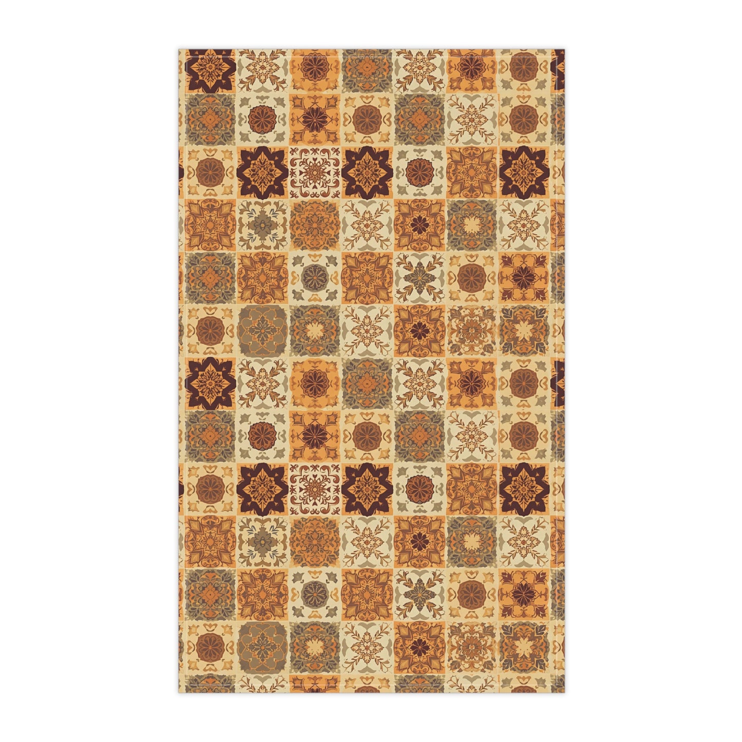 Fall Flowers Mosaic Tea Towel - 18" x 30", 100% Cotton Twill Kitchen Towels - Fall Autumn Tea Towels, Bohemian Kitchen Tea Towel, Cotton Fall Kitchen Towels, Thanksgiving Tea Towel, Gift for Housewarming, - Priced per towel
