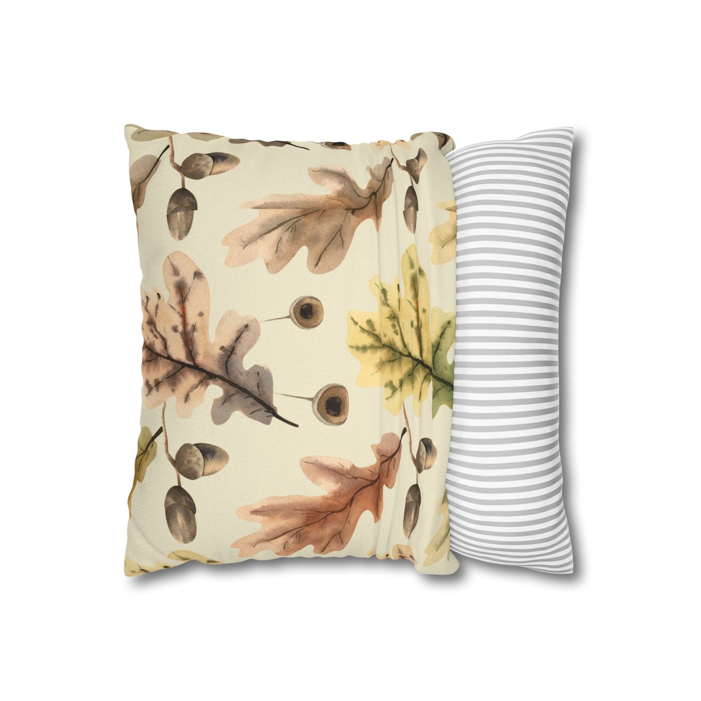 Oak Leaves Printed Square Pillow Cover (no insert) -  Multiple Sizes (14"x14", 16"x16", 18"x18", 20"x20"), Includes zipper closure