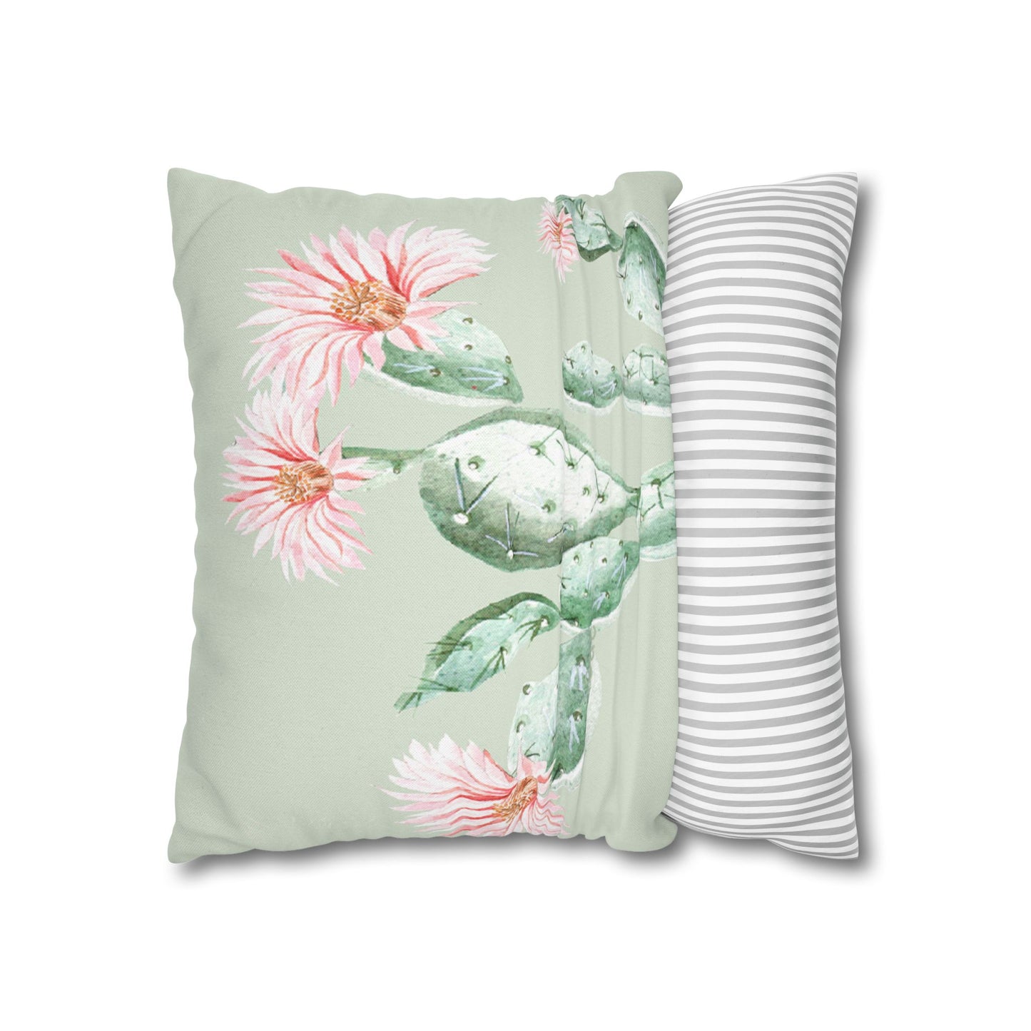 Cactus Flower Printed Square Pillow Cover (no insert) -  Multiple Sizes (14"x14", 16"x16", 18"x18", 20"x20"), Includes zipper closure