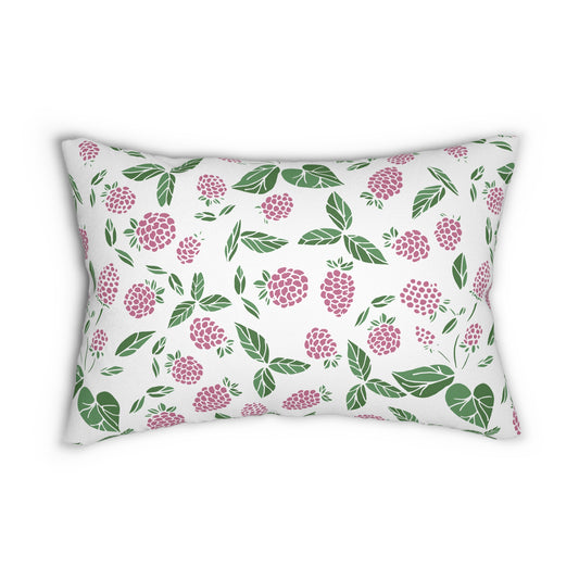 Pink Berry Printed  Lumbar Pillow with Insert (20" x 14") - Includes insert and zipper closure