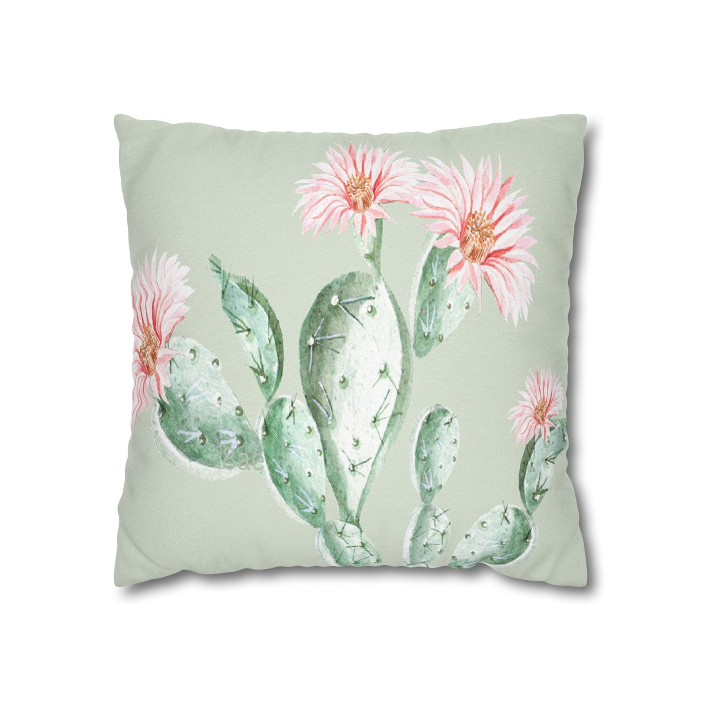 Cactus Flower Printed Square Pillow Cover (no insert) -  Multiple Sizes (14"x14", 16"x16", 18"x18", 20"x20"), Includes zipper closure