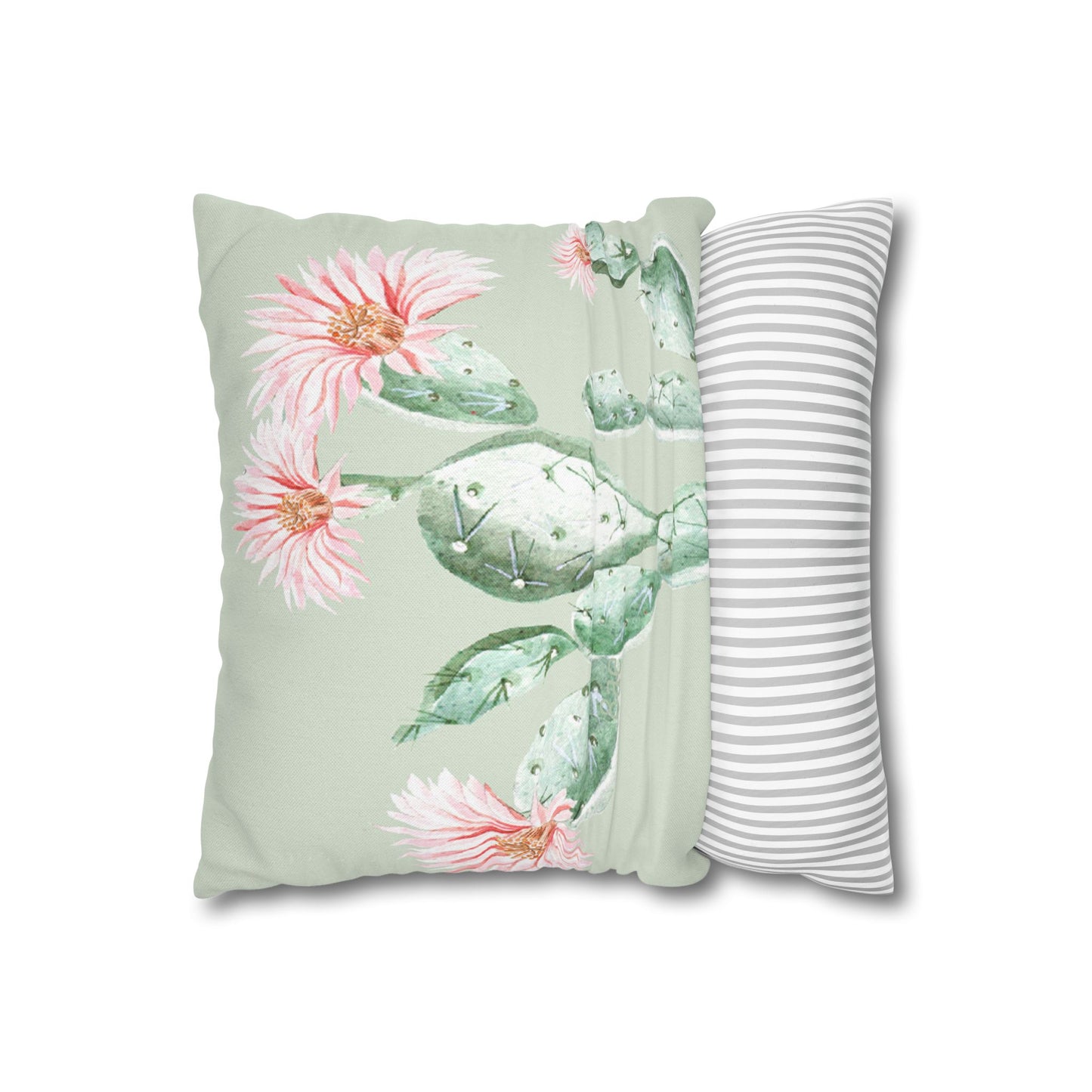 Cactus Flower Printed Square Pillow Cover (no insert) -  Multiple Sizes (14"x14", 16"x16", 18"x18", 20"x20"), Includes zipper closure