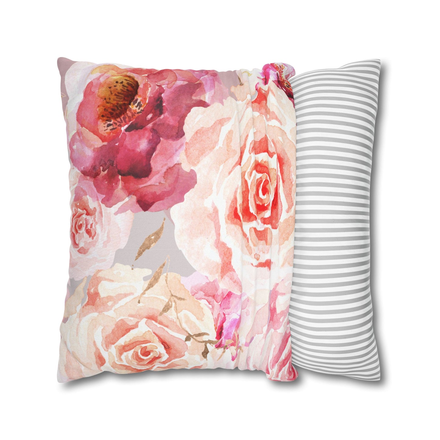 Bohemian Rose Printed Square Pillow Cover (no insert) -  Multiple Sizes (14"x14", 16"x16", 18"x18", 20"x20"), Includes zipper closure