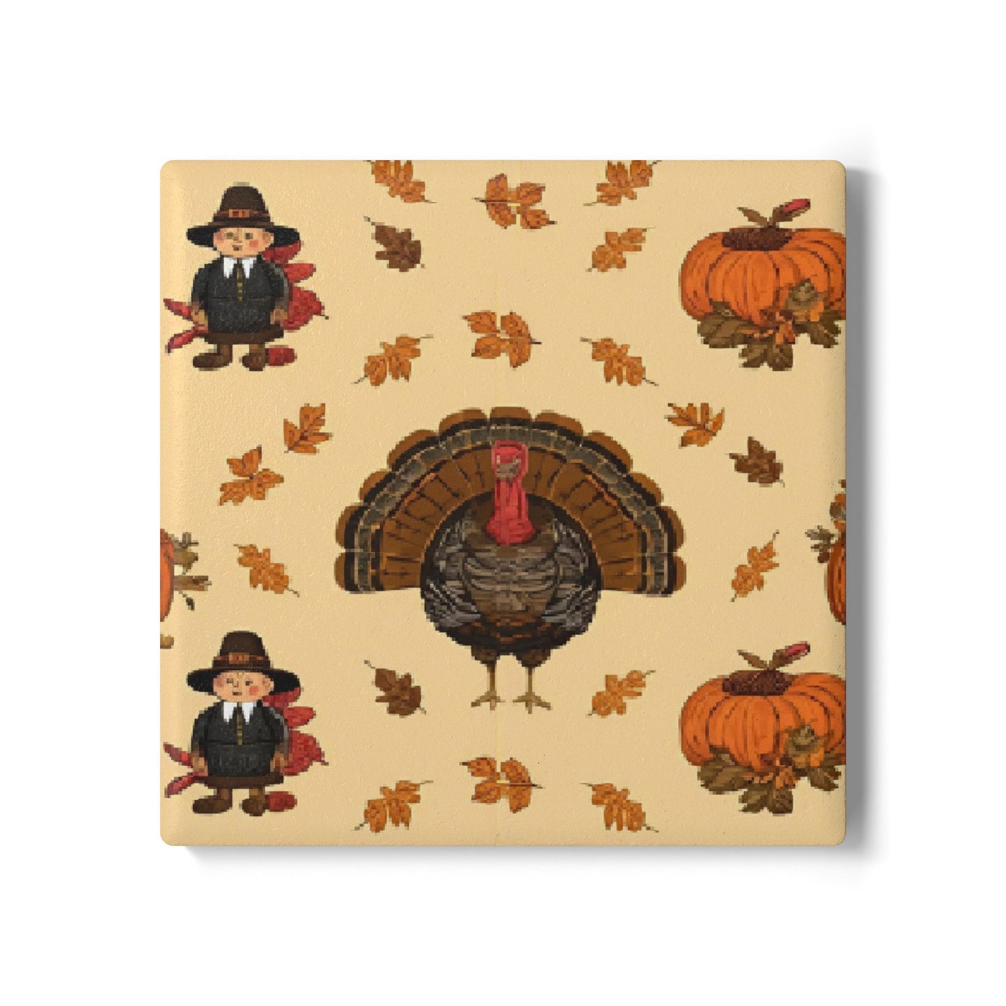 Thanksgiving Turkeys Ceramic Tile Square Coaster, Autumn Decor, Fall Tableware, Thanksgiving Table Decor, Thanksgiving Coasters, Priced per coaster