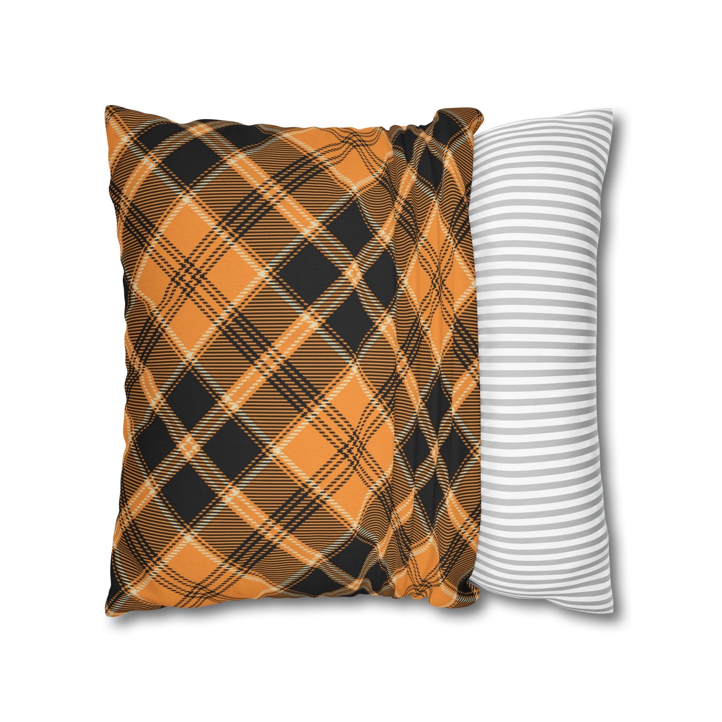 Halloween Plaid Pillow Cover (no insert) - Multiple Sizes (14"x14", 16"x16", 18"x18", 20"x20") Autumn Fall Plaid Pillowcase, Halloween Home Decor, Seasonal Cushion Cover, Perfect for Thanksgiving and Fall Decor, Home Gift for Halloween