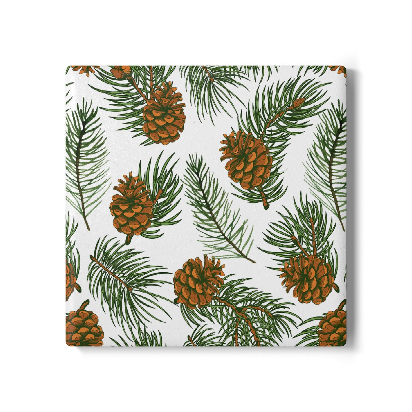 Needles & Cones - Ceramic Tile Coaster, Cork Backed - Round or Square Size Choices,  Perfect for Home Decor & Gifts - Priced per coaster