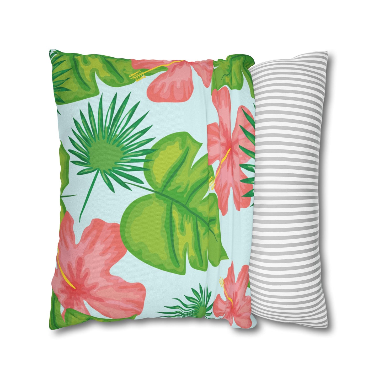 Tropical Island  Printed Square Pillow Cover (no insert) -  Multiple Sizes (14"x14", 16"x16", 18"x18", 20"x20"), Includes zipper closure
