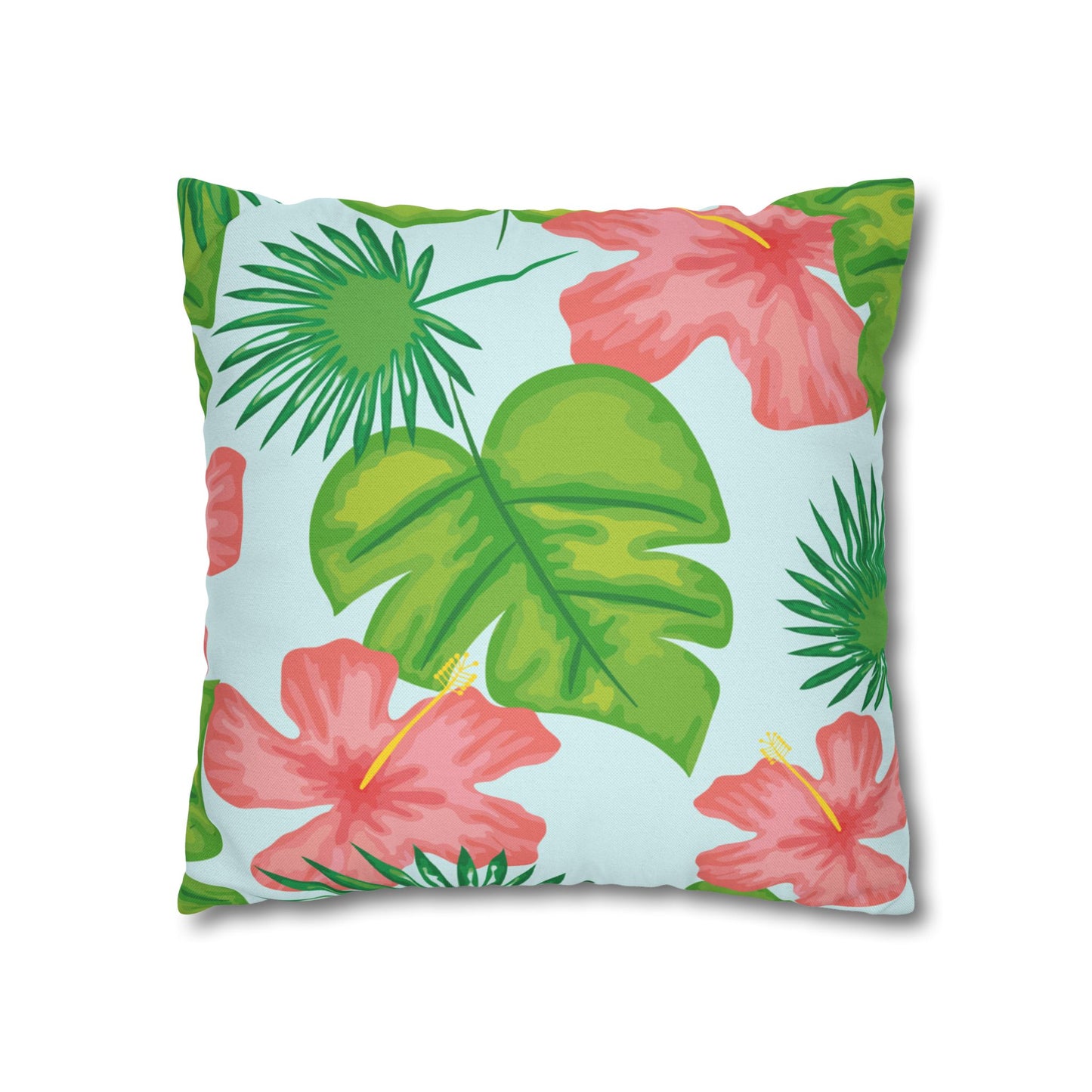Tropical Island  Printed Square Pillow Cover (no insert) -  Multiple Sizes (14"x14", 16"x16", 18"x18", 20"x20"), Includes zipper closure