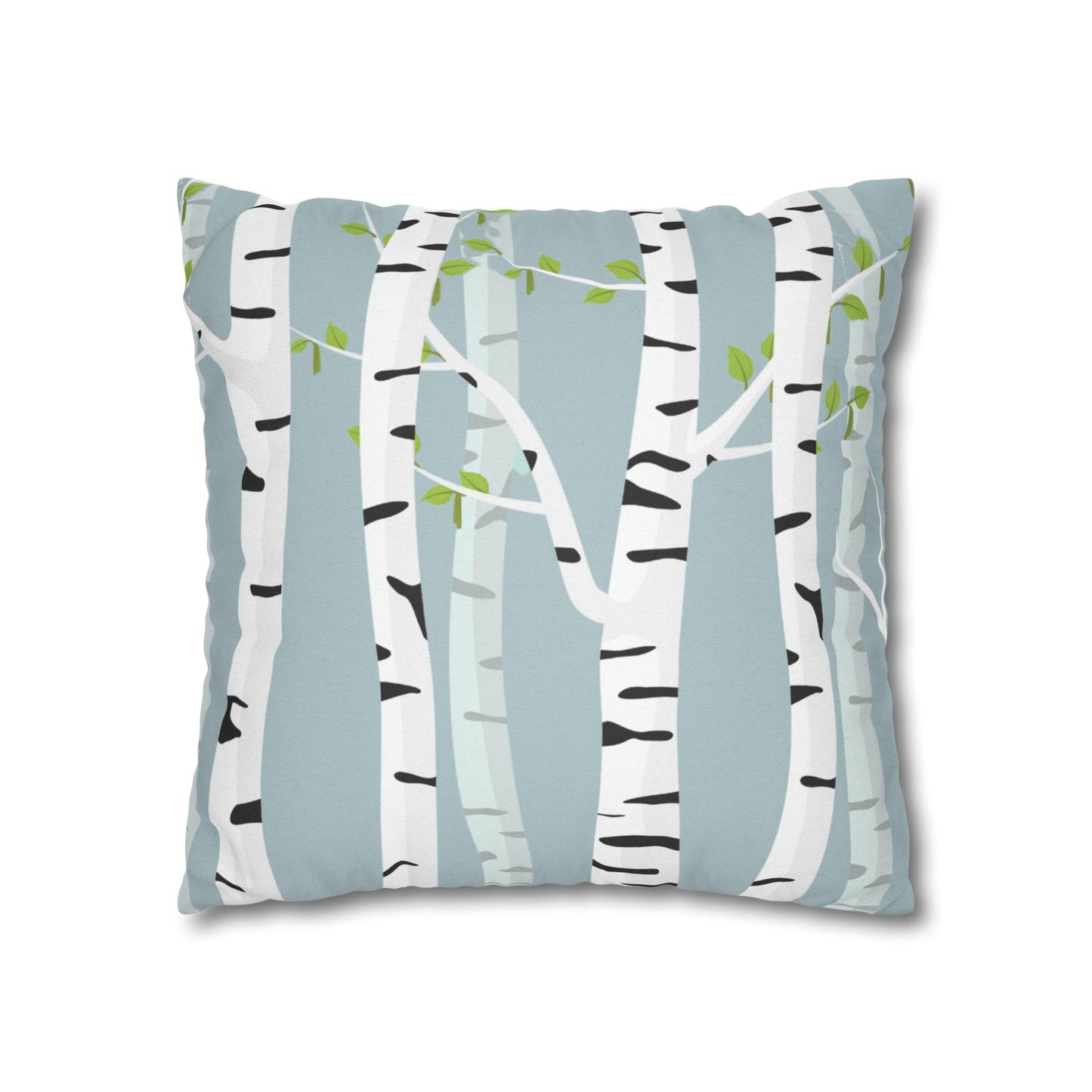 White Birch Printed Square Pillow Cover (no insert) -  Multiple Sizes (14"x14", 16"x16", 18"x18", 20"x20"), Includes zipper closure