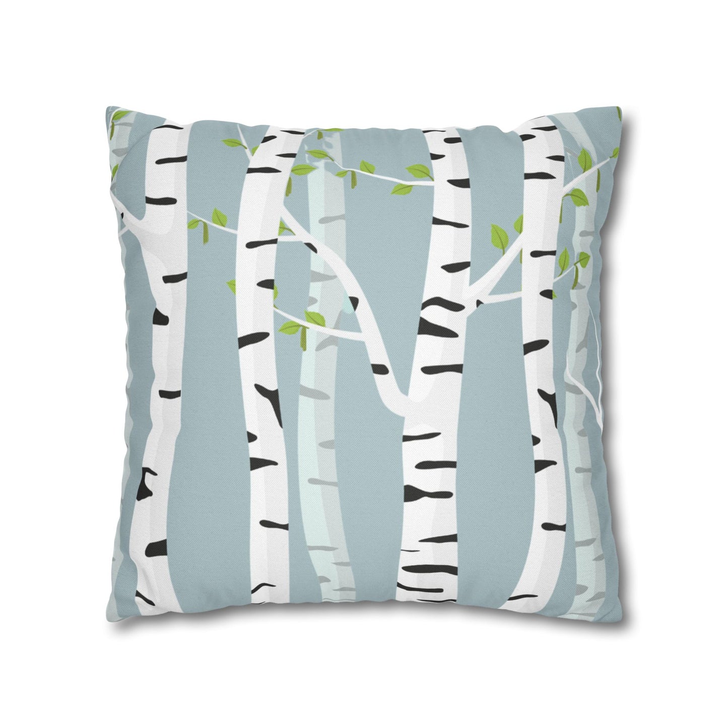 White Birch Printed Square Pillow Cover (no insert) -  Multiple Sizes (14"x14", 16"x16", 18"x18", 20"x20"), Includes zipper closure
