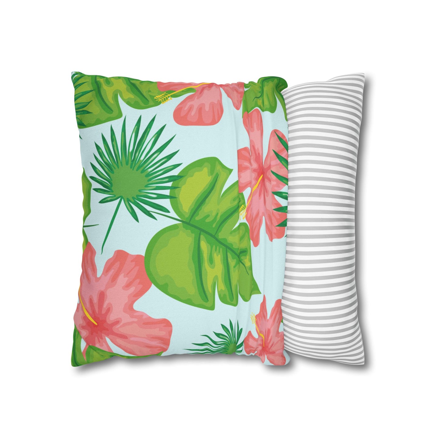 Tropical Island  Printed Square Pillow Cover (no insert) -  Multiple Sizes (14"x14", 16"x16", 18"x18", 20"x20"), Includes zipper closure