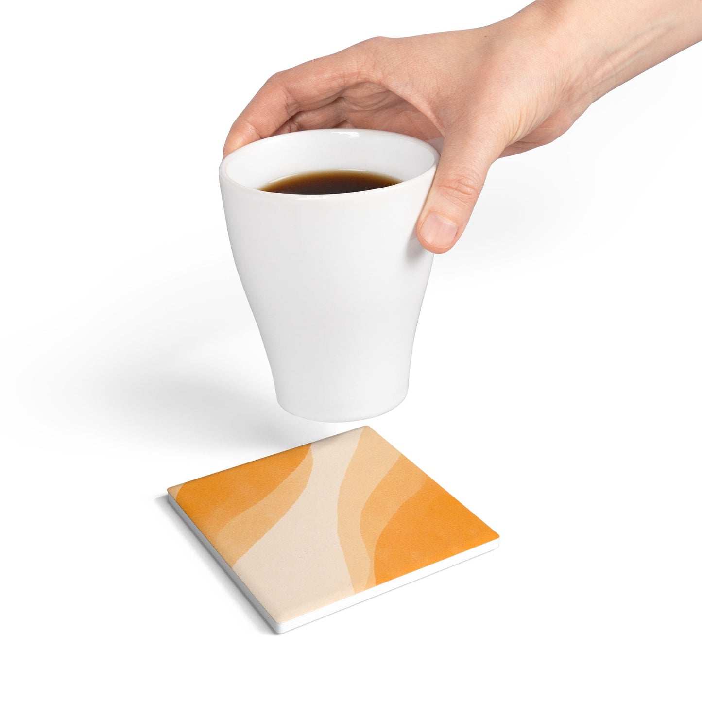 Orange Creamsicle - Ceramic Tile Coaster, Cork Backed - Round or Square Size Choices,  Perfect for Modern Home Decor & Gifts - Priced per coaster