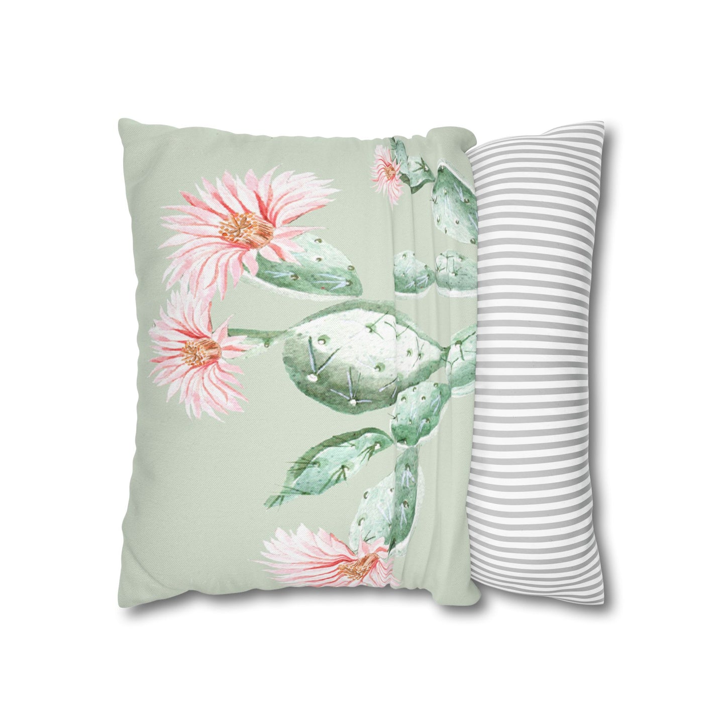 Cactus Flower Printed Square Pillow Cover (no insert) -  Multiple Sizes (14"x14", 16"x16", 18"x18", 20"x20"), Includes zipper closure