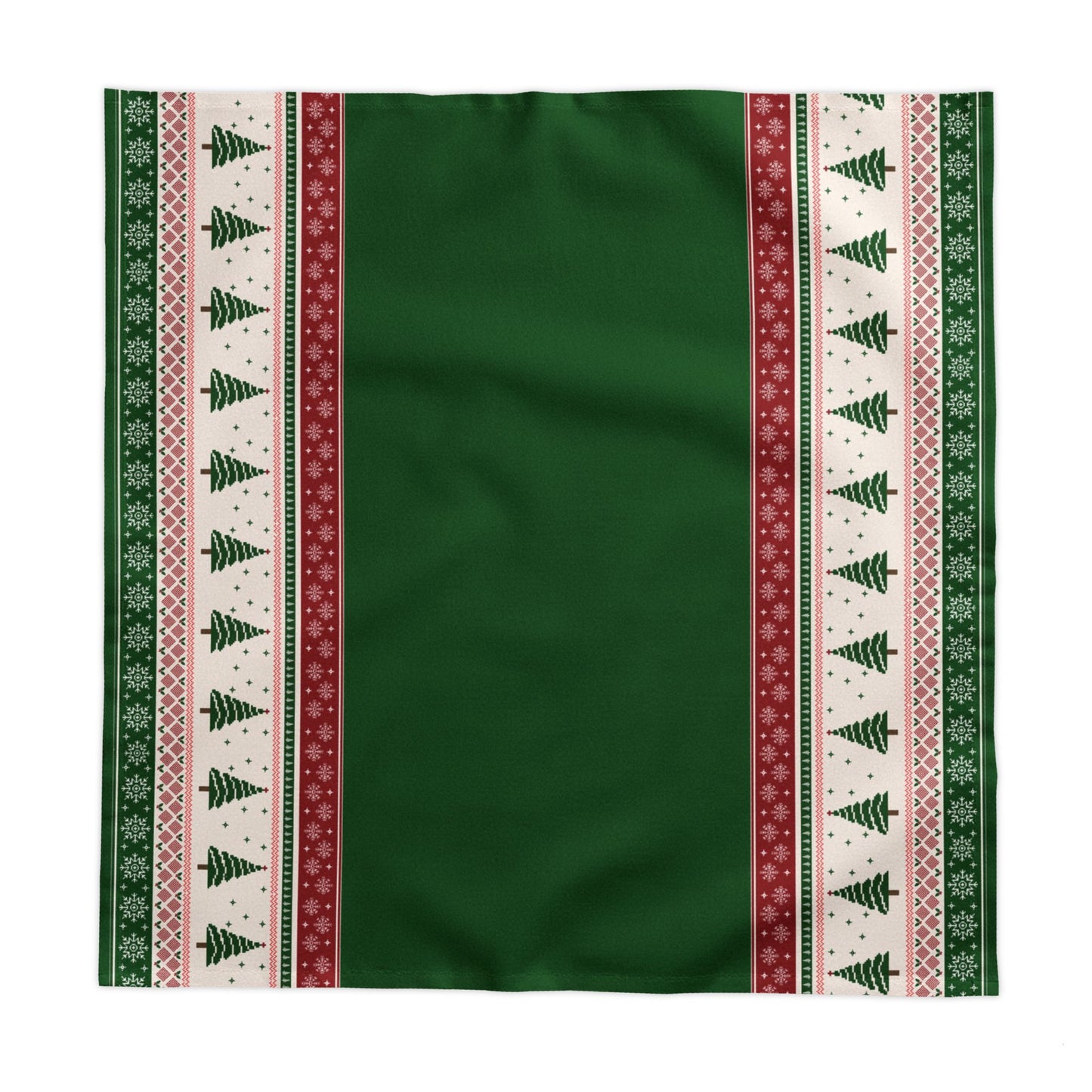 Christmas Trees Green Tablecloth - 58" × 58" and 58" × 102" Sizes, Winter / Christmas Tablecloth -Christmas Tree Pattern Table Linen, Christmas Tablecloth, Holiday Dining Tablecloth, Green & Red Tablecloth