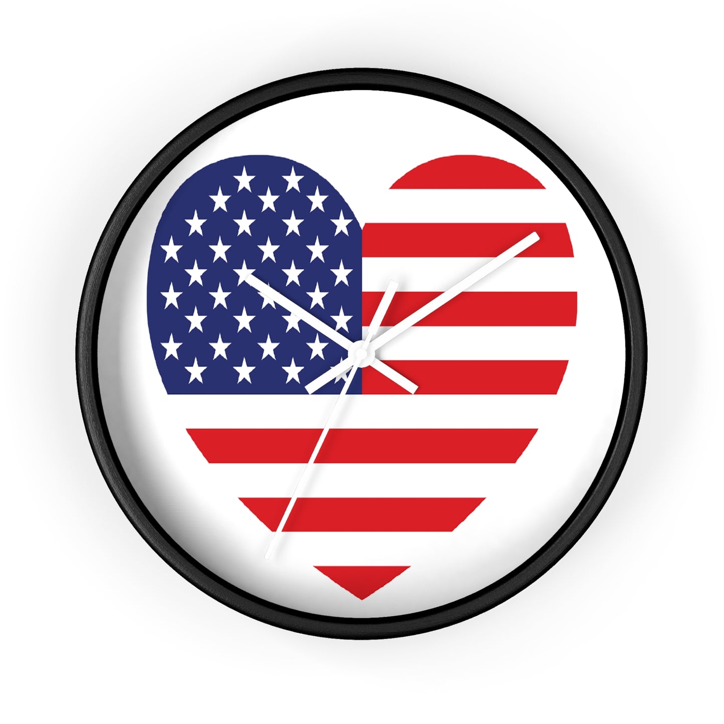 American Flag Heart - Select from Black, White or Natural Wood Color - Patriotic Heart Wall Clock | USA Love Home Decor, American Flag Clock, Gift for Veterans, Independence Day Celebration, Rustic Wall Art