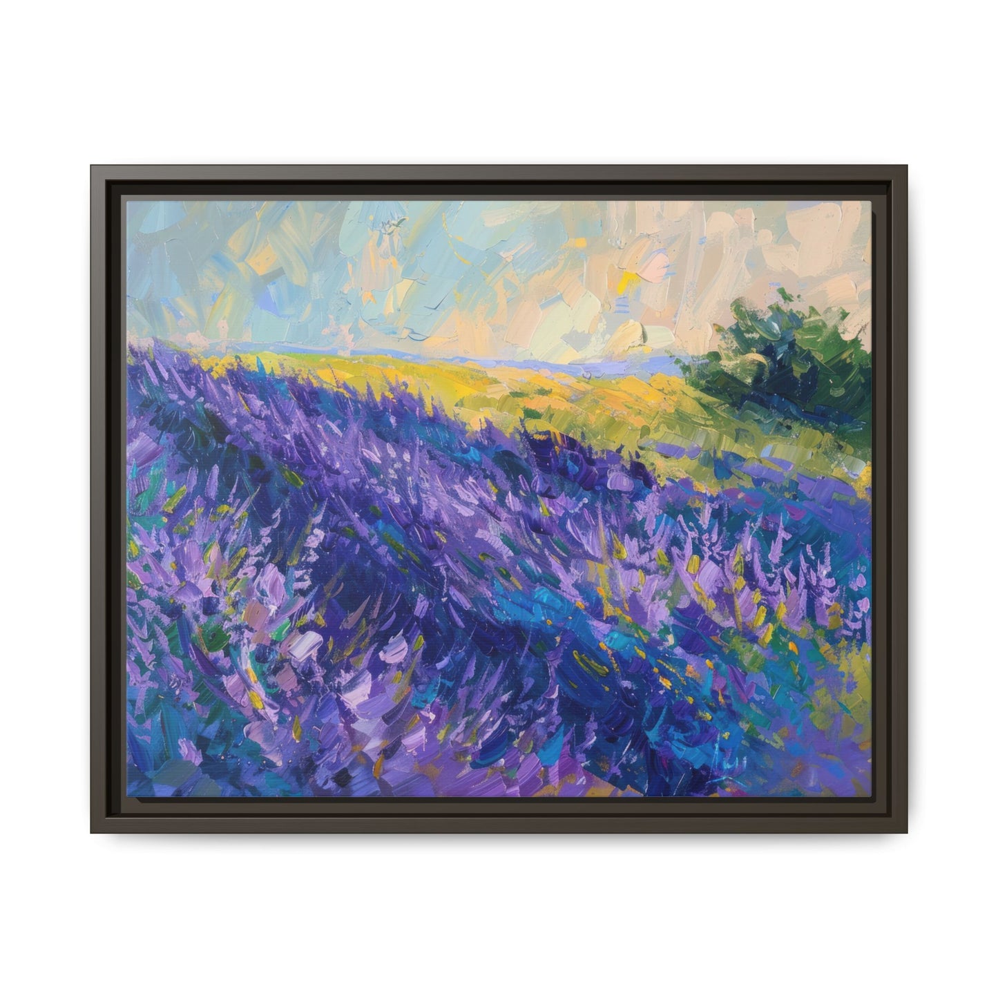 Lavender Fields Framed Matte Canvas Art - Multiple Frame Colors & Size Options