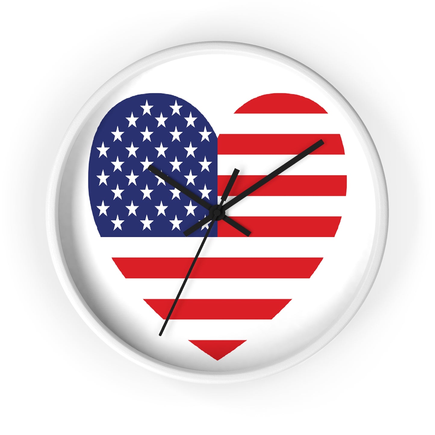 American Flag Heart - Select from Black, White or Natural Wood Color - Patriotic Heart Wall Clock | USA Love Home Decor, American Flag Clock, Gift for Veterans, Independence Day Celebration, Rustic Wall Art