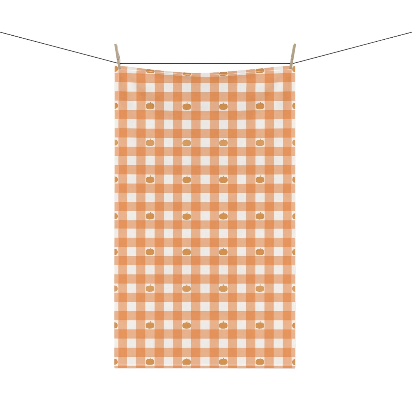 Pumpkin Gingham Tea Towels - 18" x 30" 100% Cotton Twill Kitchen Towel- Fall Autumn Kitchen Towels, Cotton Orange Gingham Checked Kitchen Towels, Thanksgiving Tea Towel, Gift for Housewarming, Halloween Kitchen Towel - Priced per towel