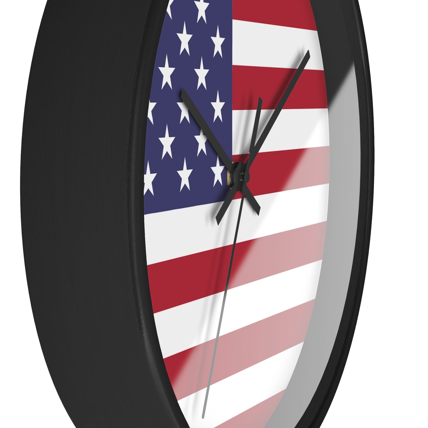 American Flag Wall Clock - Select from Black, White or Natural Wood Frame Color - Patriotic Design, Home Decor, USA Pride, Independence Day, Gifts for Him/Her, Office Decor