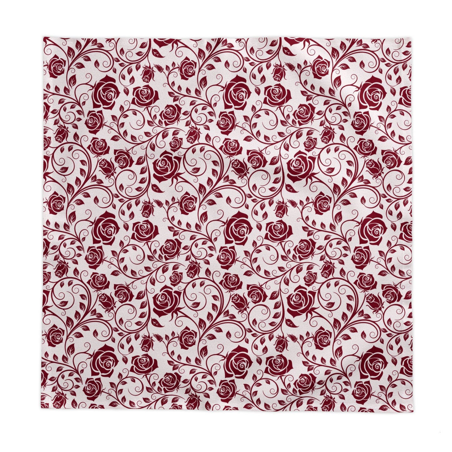 Burgundy Roses Tablecloth - 58" × 58" and 58" × 102" Sizes, Winter / Christmas Tablecloth - Party Tablecloth, Dinner Tablecloth, Holiday Dining Tablecloth, Valentine's Day Tablecloth