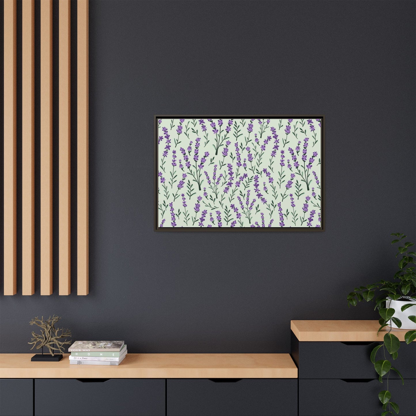 Lavender Sage Framed Matte Canvas Art - Multiple Frame Color &  Size Options