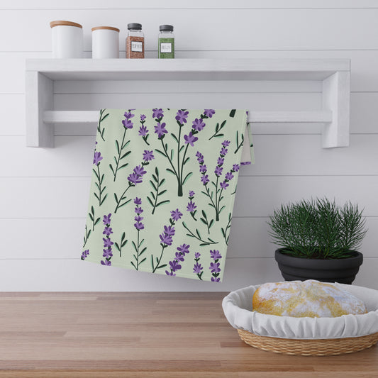 Lavender Sage Printed Tea Towels - 100% Cotton Twill, 18" x 30"