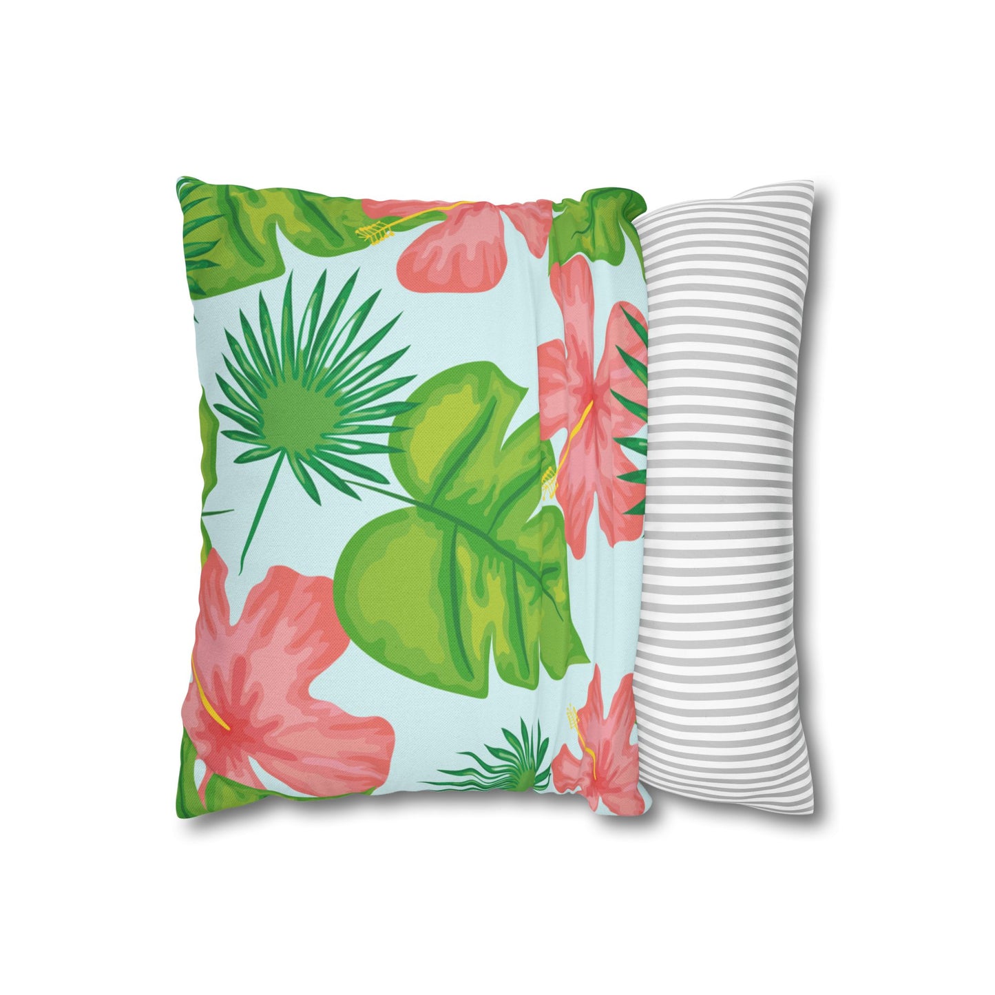 Tropical Island  Printed Square Pillow Cover (no insert) -  Multiple Sizes (14"x14", 16"x16", 18"x18", 20"x20"), Includes zipper closure