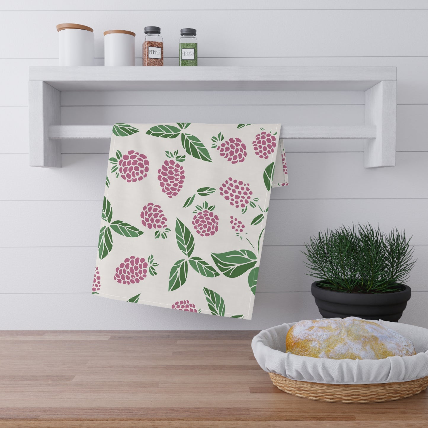Pink Berry Printed Tea Towels - 100% Cotton Twill, 18" x 30"