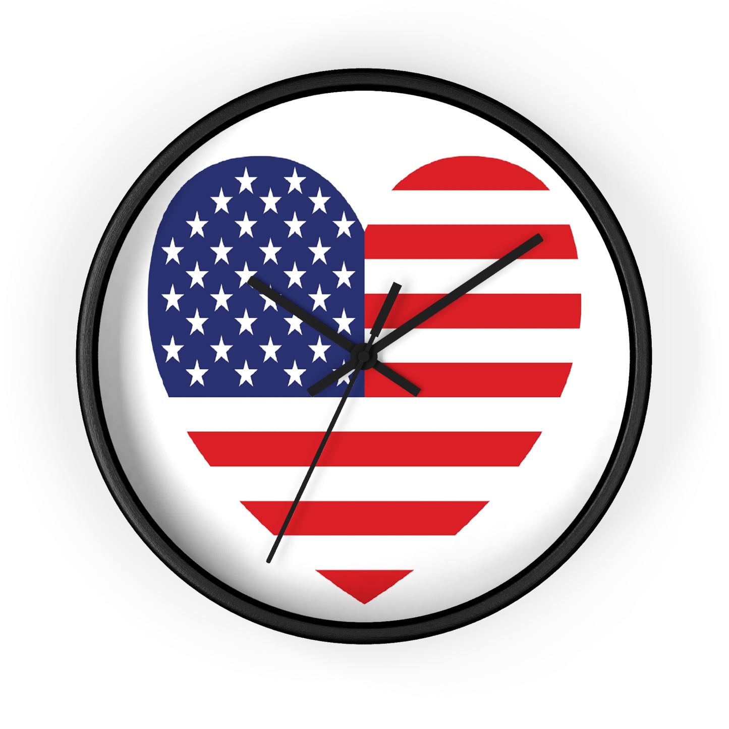 American Flag Heart - Select from Black, White or Natural Wood Color - Patriotic Heart Wall Clock | USA Love Home Decor, American Flag Clock, Gift for Veterans, Independence Day Celebration, Rustic Wall Art